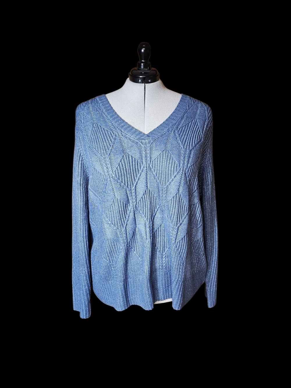 St. John's Bay Light Blue V-Neck Textured Knit Sweater